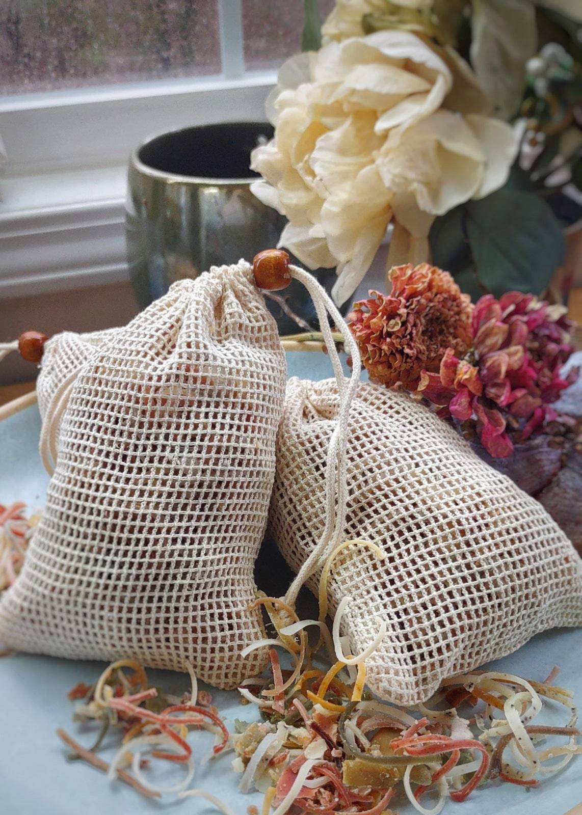 Soap Shavings Shower Bags - Reusable Natural Fiber Bag - Gift Collection - Cold Creek Natural Farm