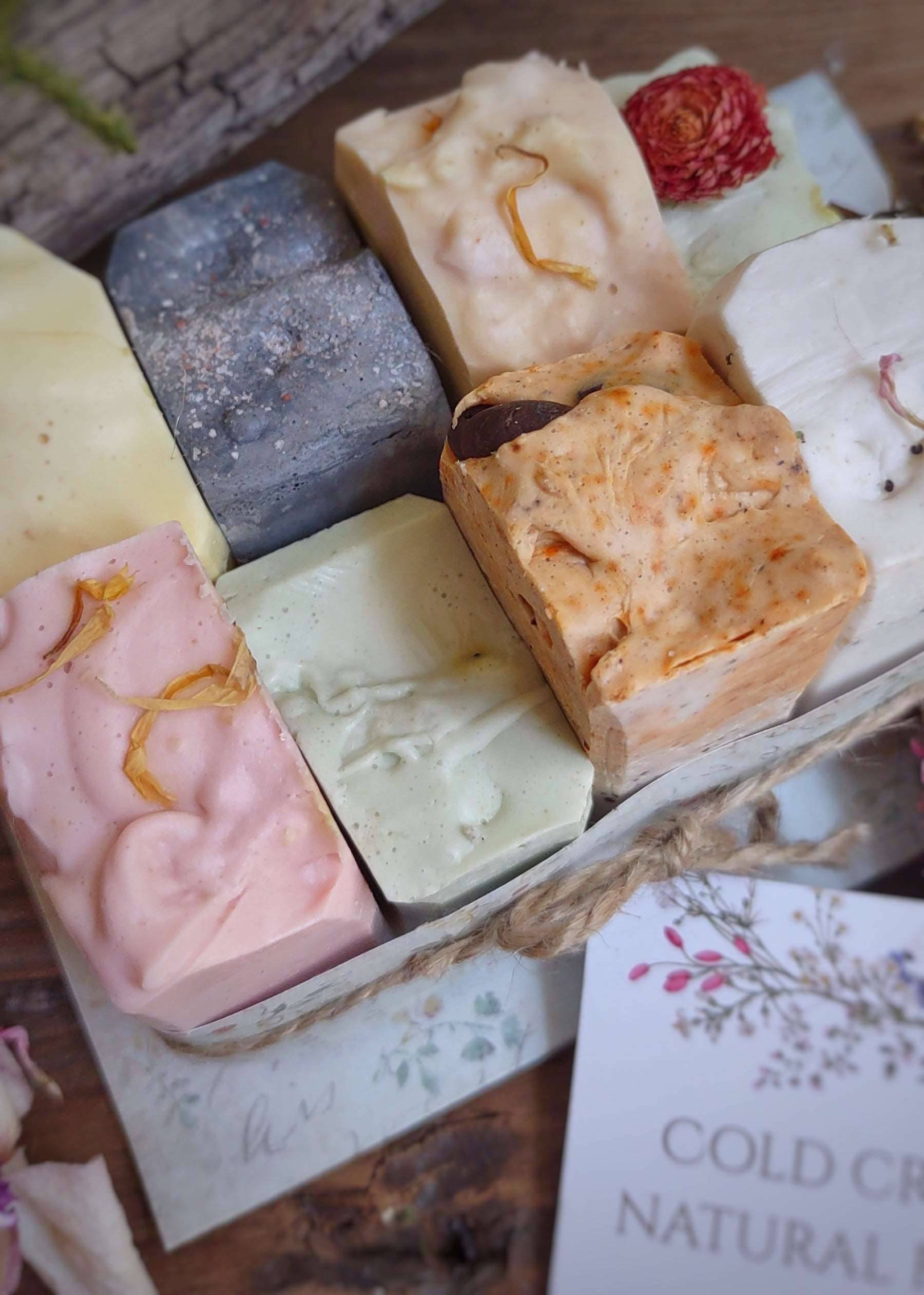 SAMPLE SOAP GIFT BOX - Artisan Handcrafted Soap Assortment - Cold Creek Natural Farm