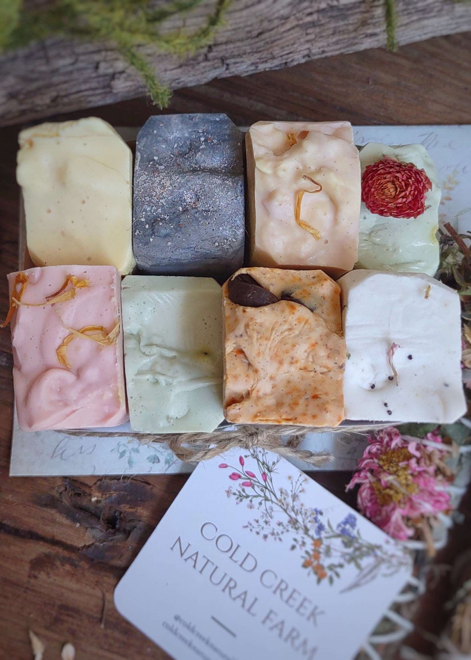 SAMPLE SOAP GIFT BOX - Artisan Handcrafted Soap Assortment - Cold Creek Natural Farm