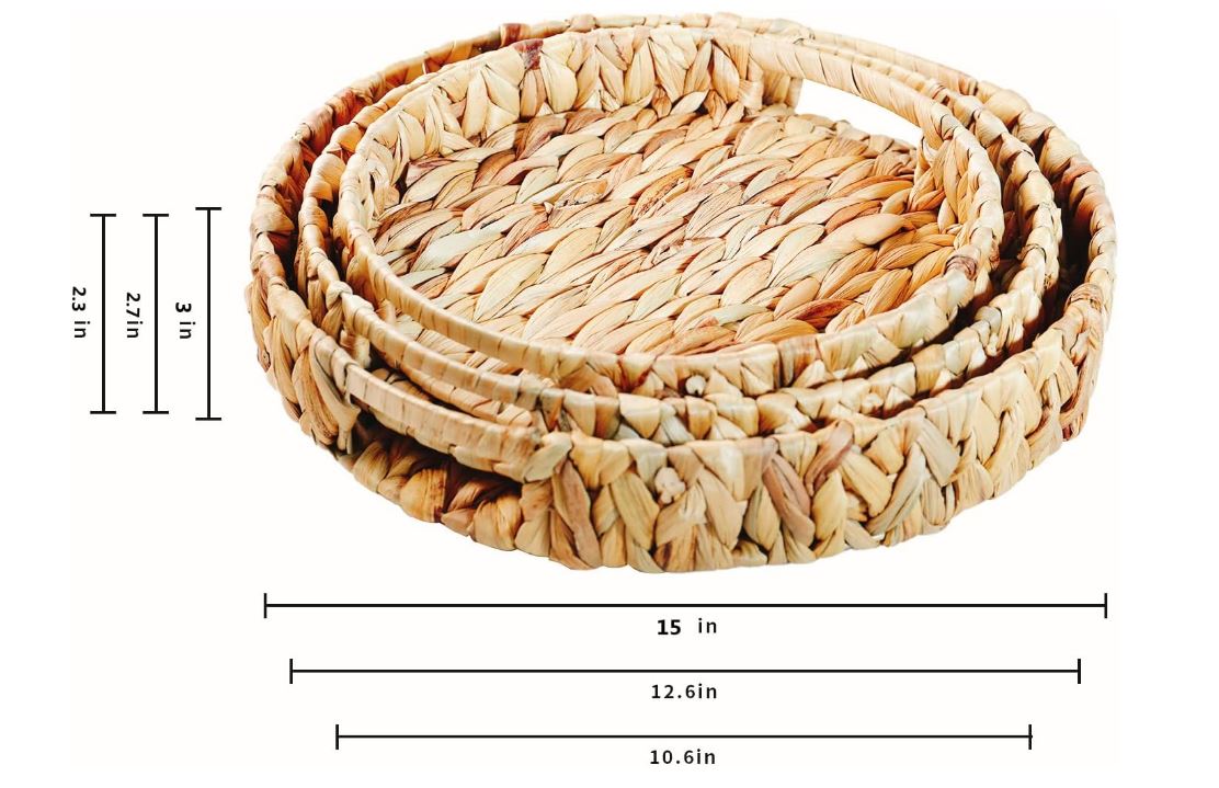 Hyacinth Woven Round Tray - sm, med, lg